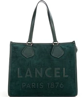 LANCEL Suede & Leather Logo Tote Bag