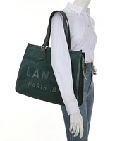 LANCEL Suede & Leather Logo Tote Bag