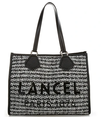 LANCEL Tweed Large Logo Tote Bag