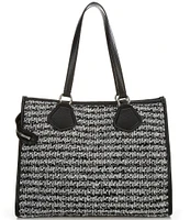 LANCEL Tweed Large Logo Tote Bag