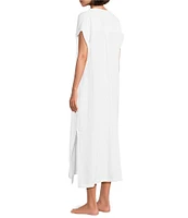 Landry Double Gauze Dobby Short Sleeve V-Neck Caftan
