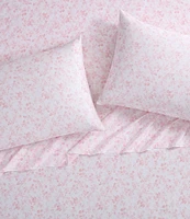 Laura Ashley 300-Thread Count Bella Floral Pale Pink Cotton Sateen Sheet Set