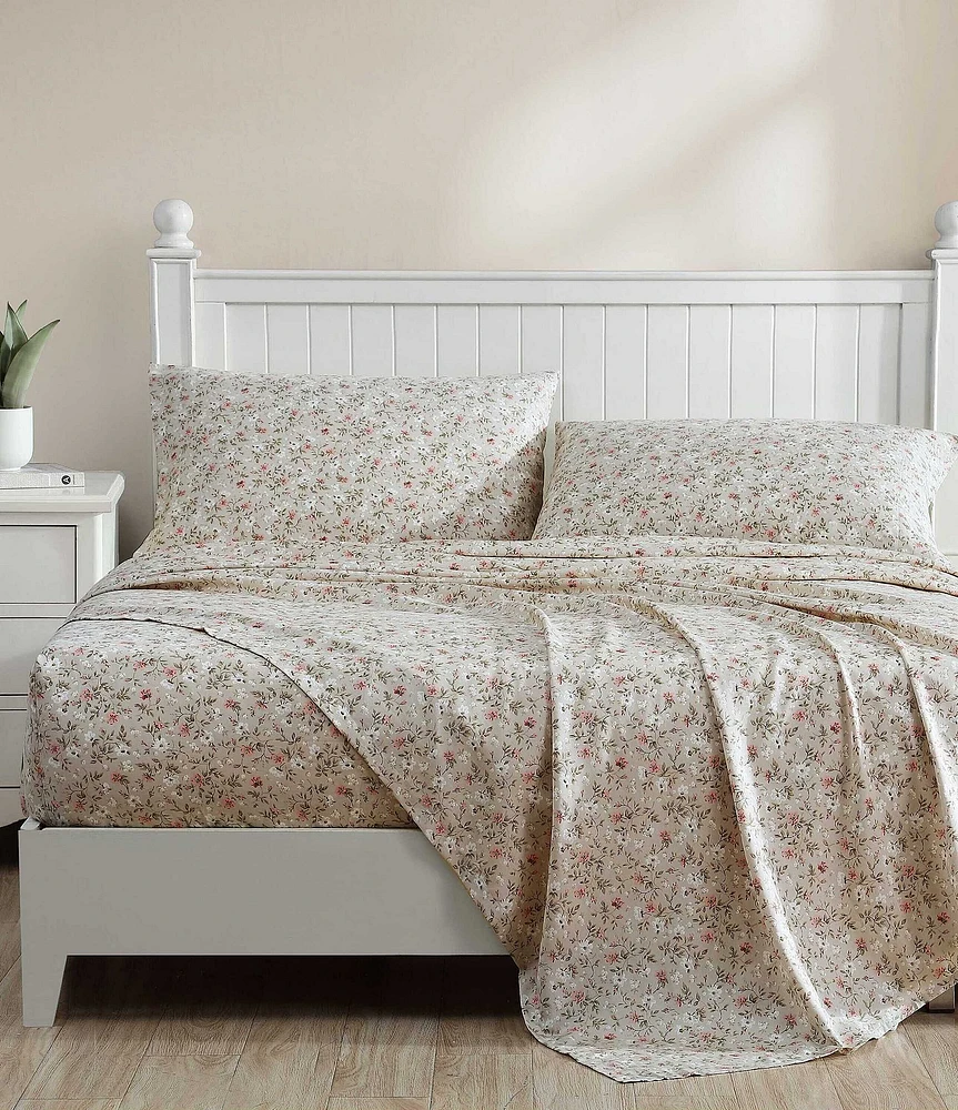 Laura Ashley 300-Thread Count Bonnie Floral Cotton Sateen Sheet Set