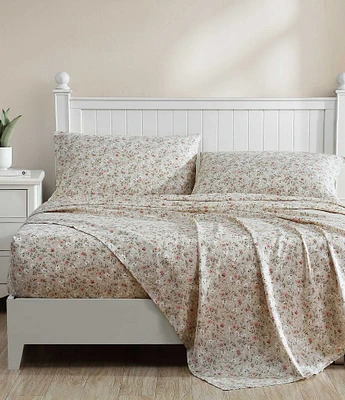 Laura Ashley 300-Thread Count Bonnie Floral Cotton Sateen Sheet Set