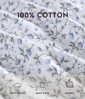 Laura Ashley 300-Thread Count Bramble Vine Green Cotton Sateen Sheet Set