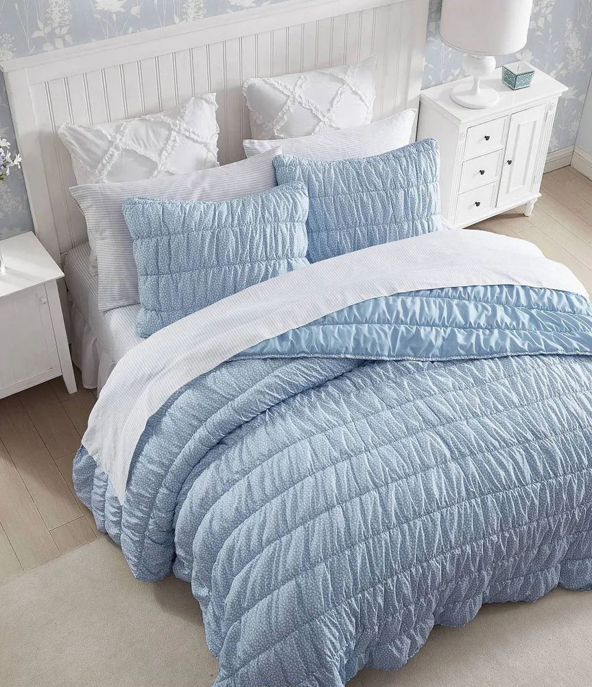 Laura Ashley Amalia Microfiber Blue Reversible Quilt Mini Set