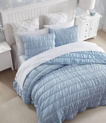 Laura Ashley Amalia Microfiber Blue Reversible Quilt Mini Set