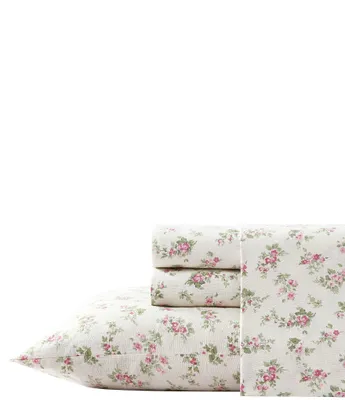 Laura Ashley Audrey Pink Floral Cotton Flannel Sheet Set