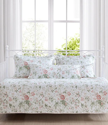 Laura Ashley Breezy Floral Pink Daybed Quilt & Sham Set