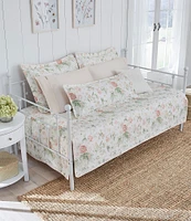 Laura Ashley Breezy Floral Pink Daybed Quilt & Sham Set