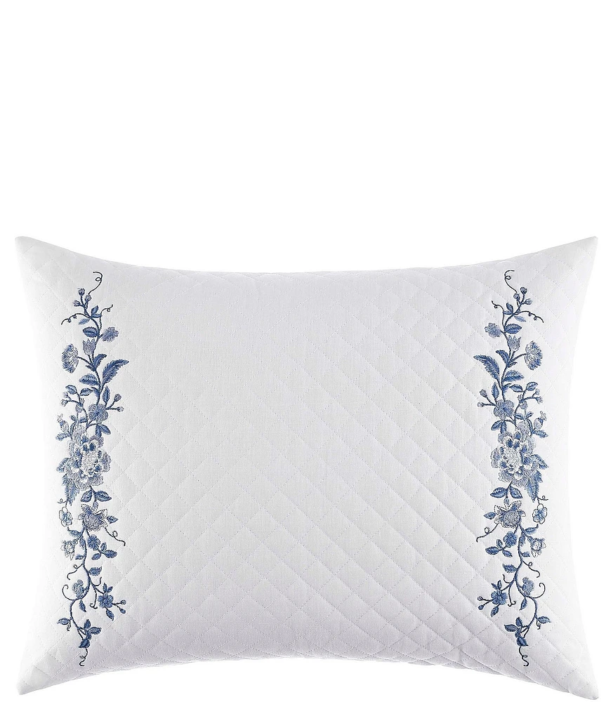 Laura Ashley Charlotte Floral Embroidered Quilt Breakfast Throw Pillow