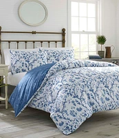 Laura Ashley Elise Chinoiserie Floral Printed Duvet Cover & Sham Bonus Set