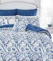 Laura Ashley Elise Chinoiserie Floral Printed Duvet Cover & Sham Bonus Set