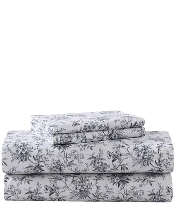 Laura Ashley Faye Toile Printed Cotton Flannel Sheet Set