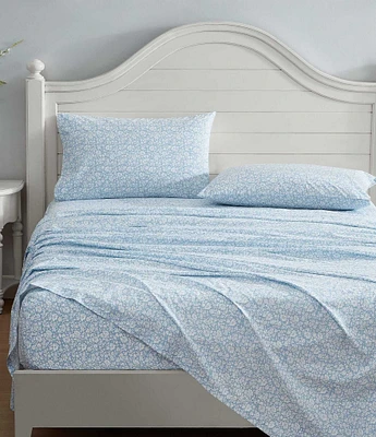 Laura Ashley Heirloom Ditzy Blue Cotton Percale Sheet Set