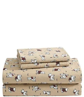 Laura Ashley Holiday Scottie Printed Cotton Flannel Sheet Set