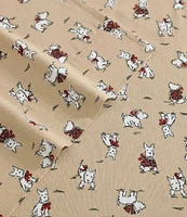 Laura Ashley Holiday Scottie Printed Cotton Flannel Sheet Set