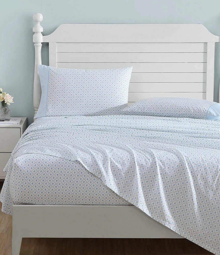 Laura Ashley Kate Floral Printed Cotton Percale Sheet Set