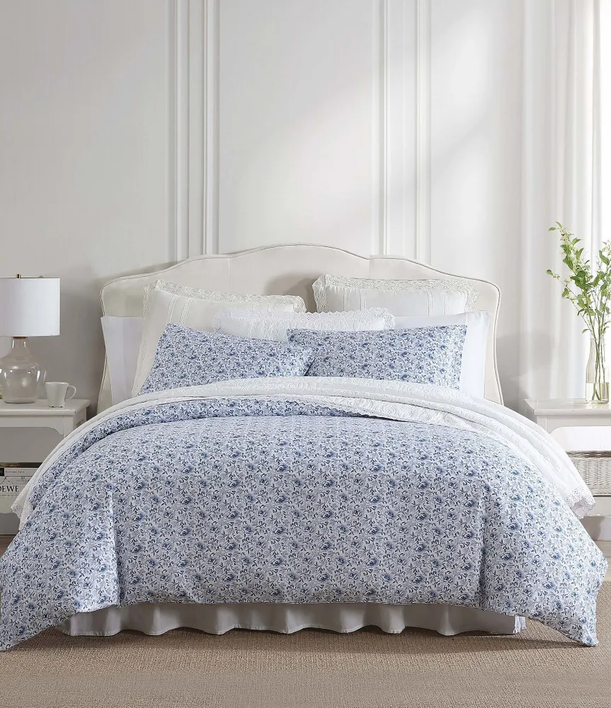 Laura Ashley Lorelei Indigo Sateen Duvet Cover Mini Set