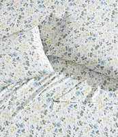 Laura Ashley Meadow Floral Blue 300-Thread Count Cotton Sateen Sheet Set