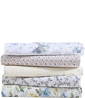 Laura Ashley Meadow Floral Blue 300-Thread Count Cotton Sateen Sheet Set