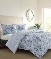 Laura Ashley Mila Watercolor Tile Pattern Comforter Mini Set