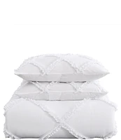 Laura Ashley Norah Solid Microfiber White Comforter Mini Set