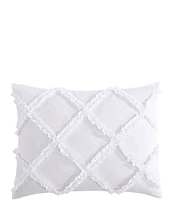 Laura Ashley Norah Solid Microfiber White Comforter Mini Set