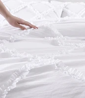 Laura Ashley Norah Solid Microfiber White Comforter Mini Set