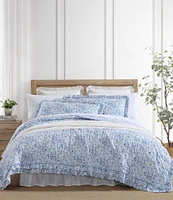 Laura Ashley Quartet Cashmere Blue Microfiber Quilt Mini Set