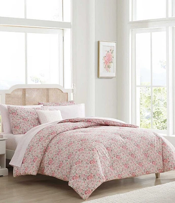 Laura Ashley Quartet Microfiber Reversible Pink Bed in a Bag Set