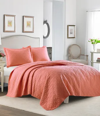 Laura Ashley Solid Coral Quilt Mini Set