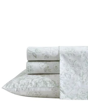 Laura Ashley Toile Delight Green Cotton Percale Sheet Set