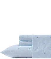 Laura Ashley Turtle Gingham Printed Cotton Percale Sheet Set