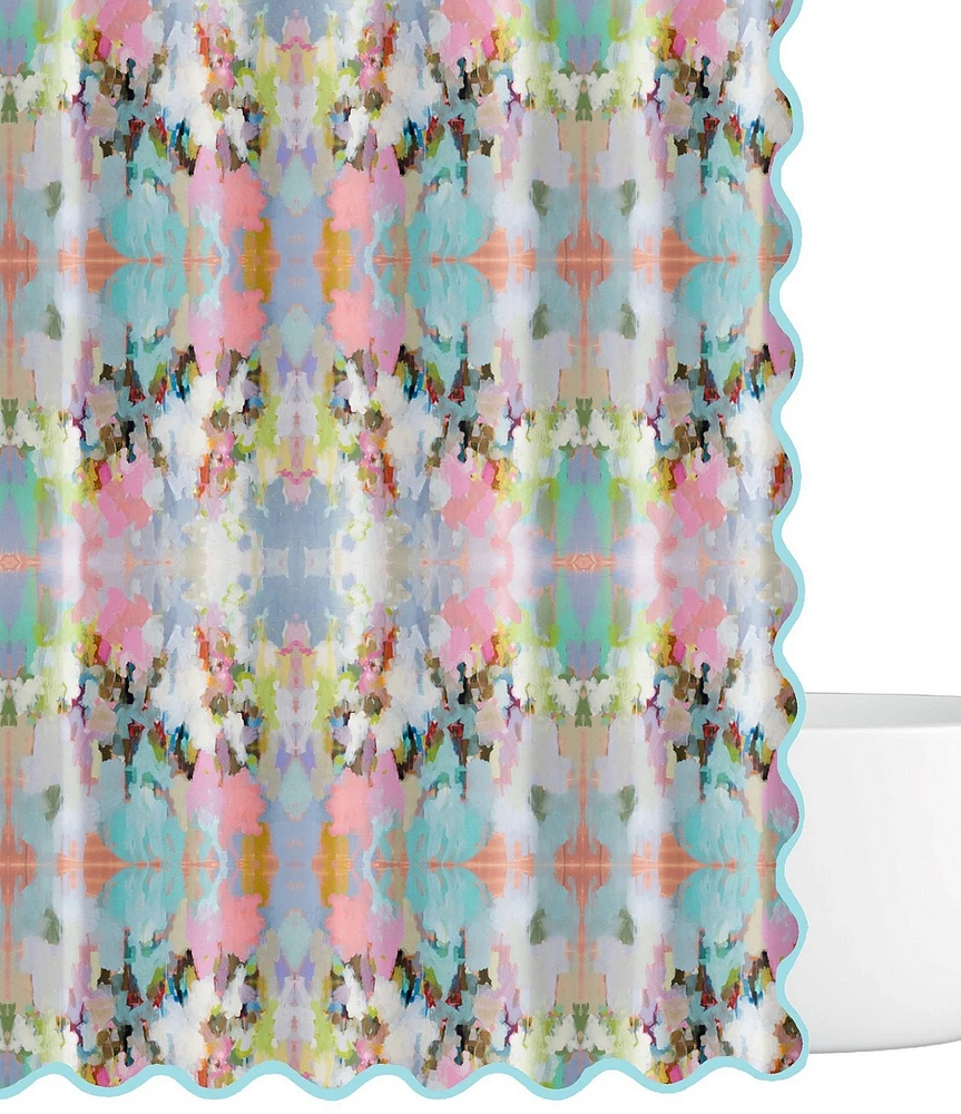 Laura Park Brooks Avenue Scalloped Shower Curtain