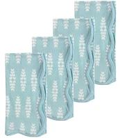Laura Park Floral Blue Scalloped Dinner Napkin, Set of 4