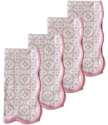 Laura Park Porto Tiles Blush Scalloped Dinner Napkin, Set of 4
