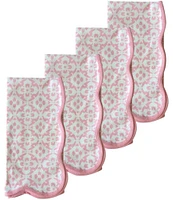 Laura Park Porto Tiles Blush Scalloped Dinner Napkin, Set of 4