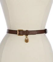 Lauren Ralph Lauren 0.75#double; Leather Double Buckle Skinny Belt