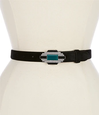 Lauren Ralph Lauren 1#double; Deco Embellished-Buckle Suede Belt