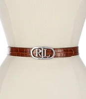 Lauren Ralph Lauren 1#double; Logo Reversible Croco Embossed Skinny Leather Belt