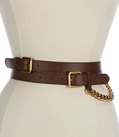 Lauren Ralph Lauren 2#double; Double-Wrap Leather Chain Belt