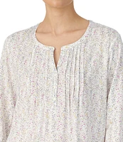 Lauren Ralph Lauren 3/4 Sleeve Floral Print Knit Nightshirt