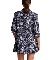 Lauren Ralph Lauren Allora Floral Cotton Voile Button Front Shirt & Pull-On Short Swim Cover-Up