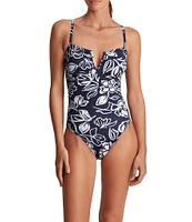 Lauren Ralph Lauren Allora Floral V-Neck Underwire Shaping Fit One Piece Swimsuit