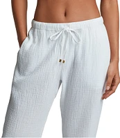 Lauren Ralph Lauren Bay Stripe Double Gauze Swim Cover-Up Ankle Tie Pant