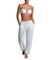 Lauren Ralph Lauren Bay Stripe Double Gauze Swim Cover-Up Ankle Tie Pant