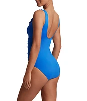 Lauren Ralph Lauren Beach Club Solids Underwire Ruffle Surplice V-Neck One Piece Swimsuit