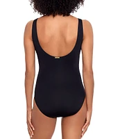 Lauren Ralph Lauren Beach Club Solids Underwire Ruffle Surplice V-Neck One Piece Swimsuit