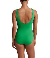 Lauren Ralph Lauren Beach Club Solids Underwire Ruffle Surplice V-Neck One Piece Swimsuit